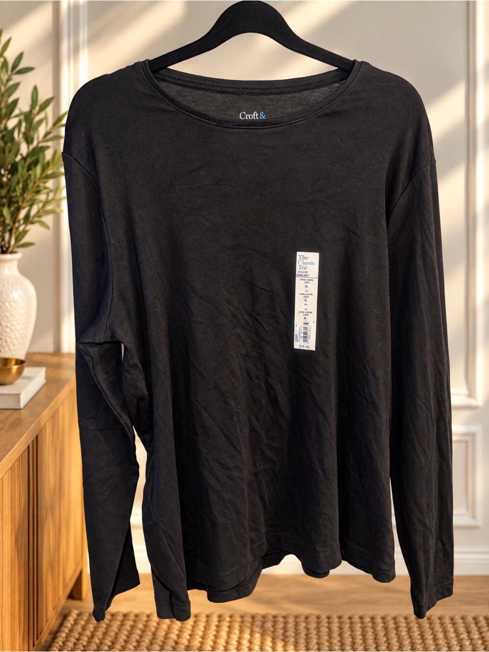 Croft & Barrow The Classic Tee Long-Sleeve Crew Black XL NWT
